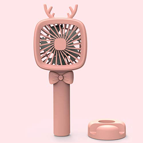 Mini Fan Portable Ultra-Quiet USB Charging Handheld Adjustable Rechargeable Mini Fan Desktop Office Mobile Phone Bracket, color rosa