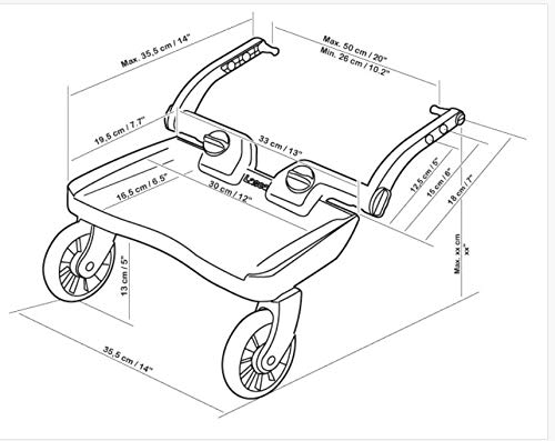 Mini tabla Lascal para carrito de bebé, en 3D y color rojo