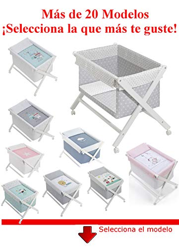 Minicuna mibebestore Plegable Blanco Gris: Estructura + Vestidura + Colcha Desenfuntable + Colchón + Almohada