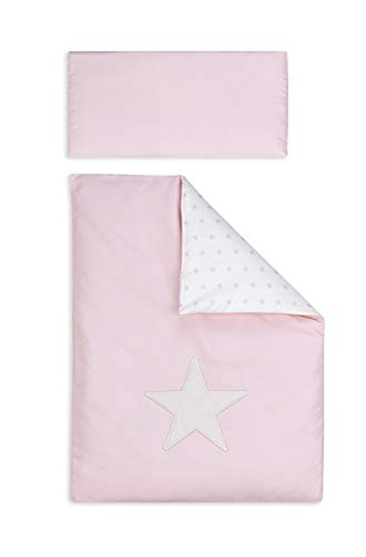 Minicuna mibebestore Plegable Estrella Rosa: Estructura + Vestidura + Colcha Desenfuntable + Colchón + Almohada