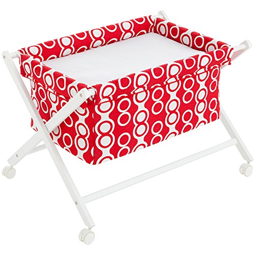 Minicuna mibebestore Plegable Oslo Rojo: Estructura + Vestidura + Colcha Desenfuntable + Colchón + Almohada