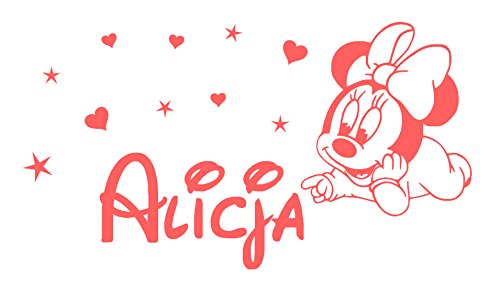 Minnie Mouse pared Calcomanías Nombre personalizado de la niña Vinilo Estrella Corazón Cuarto del bebé Niños Guardería Pegatinas Decoración para niños Art Mural