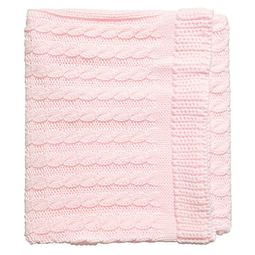 Minutus Manta de Punto de trenzas Dralon (Lana bebe)100 Cm Modelo Chero Rosa