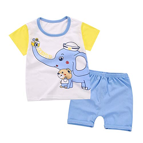 Minuya Conjuntos Bebés Niños Niñas, Verano Algodón de Camiseta de Manga Corta + Pantalones Cortos Ropa para Dormir/Pijama 0-5 Años