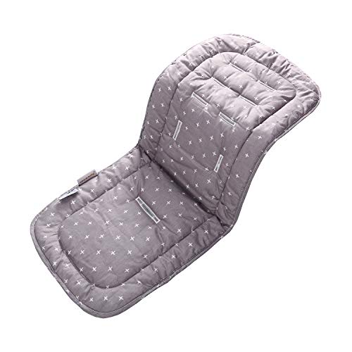 Miracle Baby Cojín Carro Bebe,Colchoneta Silla Paseo Universal Verano Transpirable,Cojín Silla de Paseo para el Cochecito y Asiento de Carro, 100% Algodón, 32x80cm(Cruz Gris Blanca)