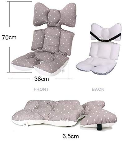 Miracle Baby Cojín Carro Bebe,Colchoneta Silla Paseo Universal,Colchoneta Silla Paseo Transpirable 100% Algodón,Colchoneta Silla Bebe Uso de Doble Cara para Bebe,70 * 38cm，Cruz rosa