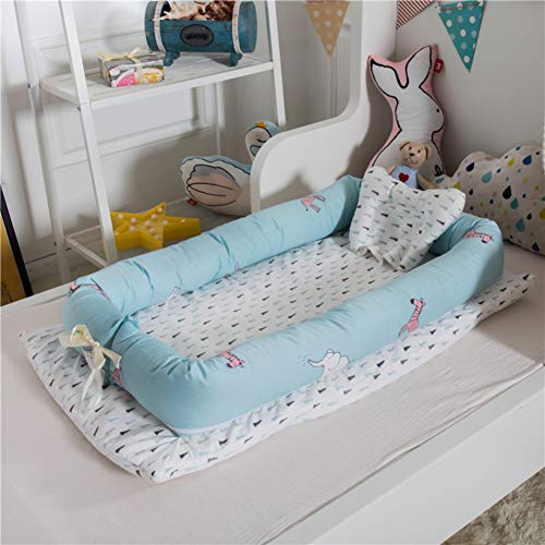 Miyanuby Cama Nido Bebe | Algodón Reductor Protector de Cuna Cama de Viaje | Cuna Portatil | Bebé Desmontable Cocoon Pod Dormir | Cuna de Bebe + Almohada - 2PCS | Regalo Bebe