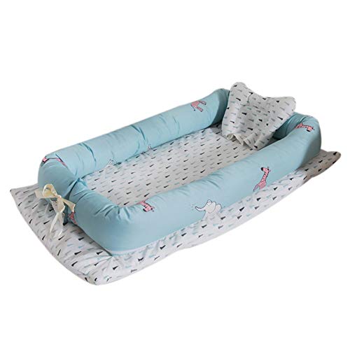 Miyanuby Cama Nido Bebe | Algodón Reductor Protector de Cuna Cama de Viaje | Cuna Portatil | Bebé Desmontable Cocoon Pod Dormir | Cuna de Bebe + Almohada - 2PCS | Regalo Bebe