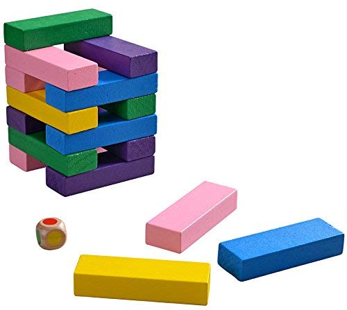 ML Pack Juegos didácticos Bloques de Madera Coloridos de Tablero de apilamiento de Torre 48 Piezas + Domino Infantil con Motivo amínales Juguete de Sobremesa Educativo para Niños y Niñas