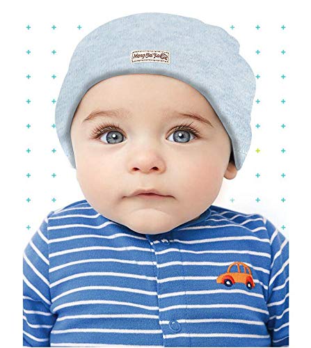 MMBABY 2 Pack of Algodón Súper Suave Sombrero, Elastico Stretch Head Wrap Infantil Turbante Niño Bebé Nudo Diadema (0-3 Meses, Azul)