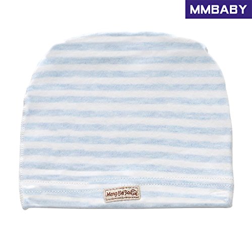 MMBABY 2 Pack of Algodón Súper Suave Sombrero, Elastico Stretch Head Wrap Infantil Turbante Niño Bebé Nudo Diadema (0-3 Meses, Azul)