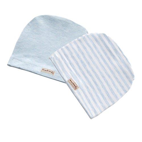 MMBABY 2 Pack of Algodón Súper Suave Sombrero, Elastico Stretch Head Wrap Infantil Turbante Niño Bebé Nudo Diadema (0-3 Meses, Azul)