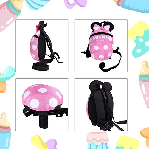 Mochila con arnés de seguridad para bebés y niños con correa de dibujos animados para el hombro, mochila para peatones con arnés de correa, cinturón de fijación (Rosa, 1-3 años de edad)