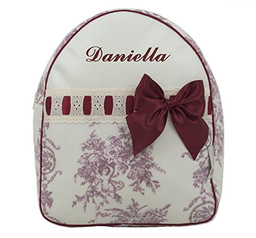 Mochila Infantil Personalizada con el Nombre Bordado (Ainara Granate)