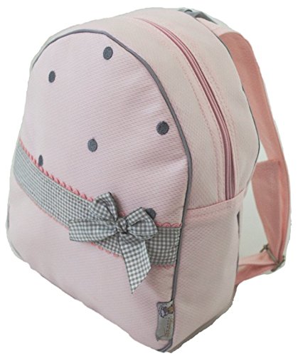 Mochila Infantil Personalizada con el Nombre Bordado (Katia Rosa/Gris)