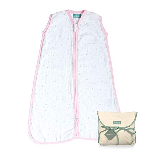 molis&co. Saco de Dormir para bebé 100% algodón. Ideal para Verano (0.5 TOG). Suavidad y frescor en una Sola Capa de Tejido. Ideal para los Meses de Verano. 18 a 36 Meses. Rosa, Pink Sky.