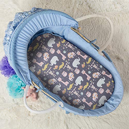 Momcozy Sábana Minicuna 75x33cm/80x46cm Ajustable para Colchón Capazo/Carro/Cochecito de bebé para Niños y Niñas, de 100% Algodón, Elástico se Adapta a Julius Zöllner, Träumeland, Alvi, FabiMax