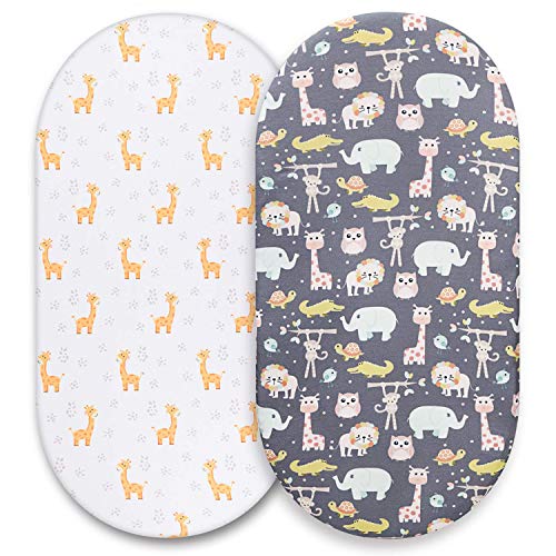 Momcozy Sábana Minicuna 75x33cm/80x46cm Ajustable para Colchón Capazo/Carro/Cochecito de bebé para Niños y Niñas, de 100% Algodón, Elástico se Adapta a Julius Zöllner, Träumeland, Alvi, FabiMax