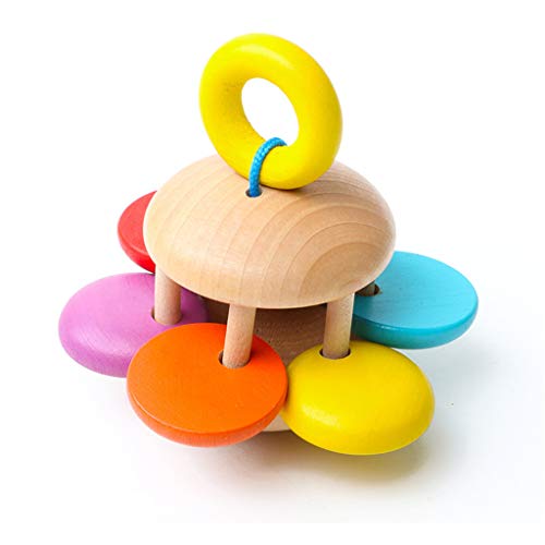 Montessori - Juego de 4 cascabeles de madera para guardar sonajeros, juguete para bebé