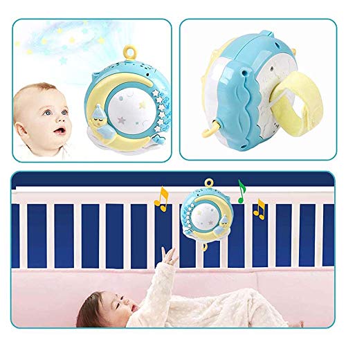 Moonvvin Baby Mobile para cunas con música, cuna móvil con luz nocturna y proyector, control remoto y juguete para empacar y jugar (Rosado)