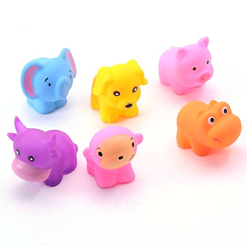 Morbuy Juguetes de baño Juguetes de baño para bebés natación del juguete del baño del bebé de la diversión de la ducha chirridos Animales Juguetes para el baño (6pcs Juguetes de baño B)