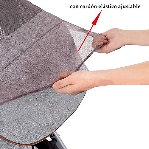 Mosquitera Malla Universal Antiinsectos para Sillas Carro Hamaca Cuna Protección contra Picaduras con Goma Flexible (Marrón)