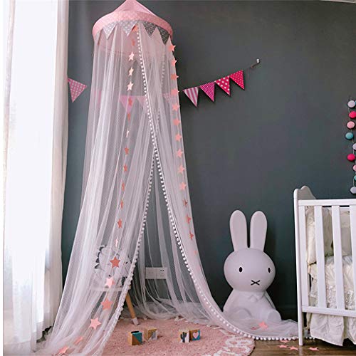 Mosquitera para cama de niños jugando/lectura, redondo malla cortinas mosquitera dosel tienda, Decoración del dormitorio, Rosado