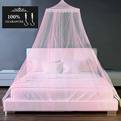 Mosquitera para Camas Individuales y Matrimoniales, Mosquitera de Cama Anti-insectos Mosquitero de Dosel de La Cama Portátil Mosquito Repelente de Insectos Mosquitero Cobertura Completa - Rosa