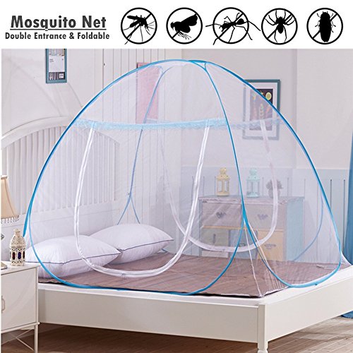 Mosquitera, red de doble entrada para dormitorio, antiinsectos, para hogar  azul azul Talla:150x200