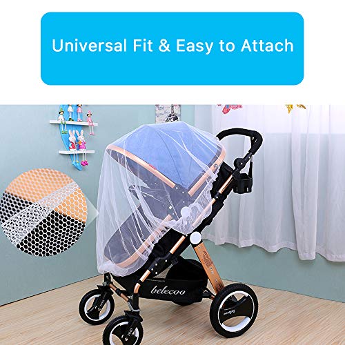 Mosquitera,Mosquitera Carro Bebe Universal,Mosquitera Universal,Red Anti Insectos universal Para capazo,Protección con goma Elástica y lavable, Blanco