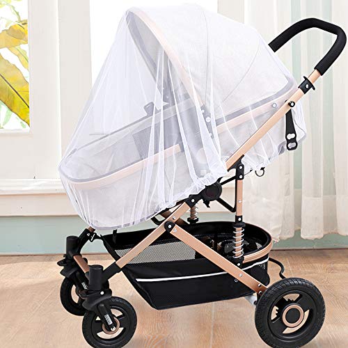 Mosquitera,Mosquitera Carro Bebe Universal,Mosquitera Universal,Red Anti Insectos universal Para capazo,Protección con goma Elástica y lavable, Blanco