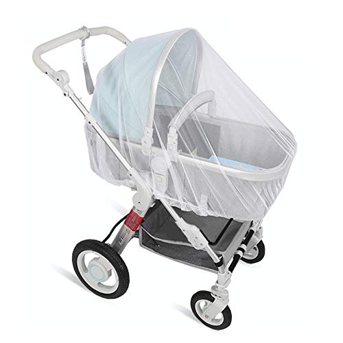 Mosquitera,Mosquitera Carro Bebe Universal,Mosquitera Universal,Red Anti Insectos universal Para capazo,Protección con goma Elástica y lavable, Blanco