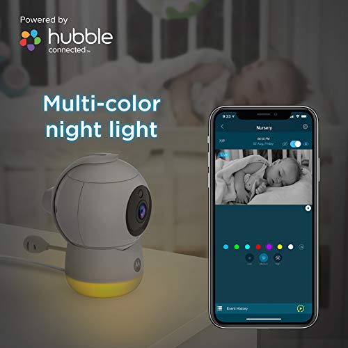 Motorola Baby Peekaboo - Cámara de Video para Bebés Full HD WiFi con Luz Nocturna - Temperatura, Panorámica, Escaneo, Zoom, Inclinación, Conversación de 2 Vías, Nanas - Storage Local y Cloud - Blanco