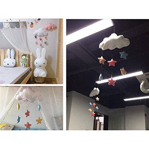 Móvil de Nube Decorativo Adornos de Habitacion Infantil Decoracion Colgante de Pared para Bebe con Estrella