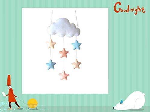 Móvil de Nube Decorativo Adornos de Habitacion Infantil Decoracion Colgante de Pared para Bebe con Estrella