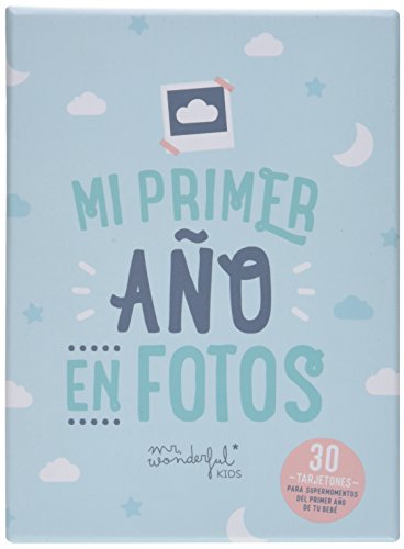 Mr. Wonderful WOA08992ES Tarjetas Para Recordar Mi Primer Año en Fotos, 10 x 14,5 cm, Azul