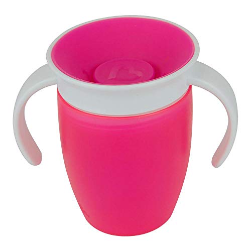 Munchkin Miracle 360° 012272 - Vaso de Entrenamiento Antiderrames con Asas, Rosa, 207 Ml