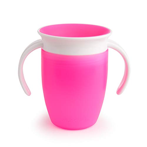 Munchkin Miracle 360° 012272 - Vaso de Entrenamiento Antiderrames con Asas, Rosa, 207 Ml