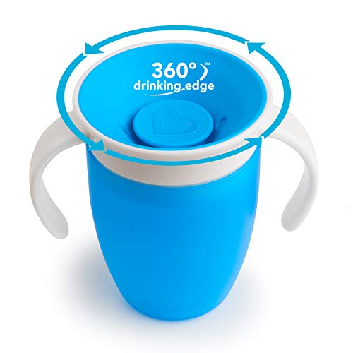 Munchkin Miracle 360°- Vaso antiderrames entrenamiento con asas, azul/verde, 207ml, 2 uds