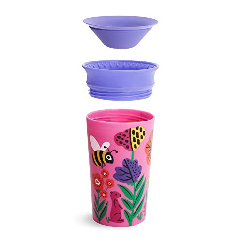 Munchkin Miracle 360° Wildlove - Vaso Antiderrames, Abeja/Lémur, 266 ml, 2 uds