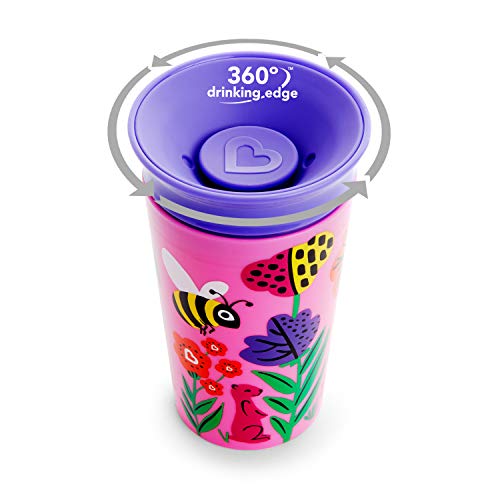 Munchkin Miracle 360° Wildlove - Vaso Antiderrames, Abeja/Lémur, 266 ml, 2 uds