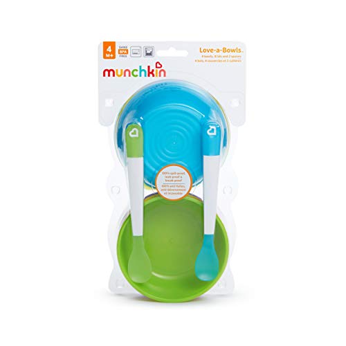 Munchkin - Recipiente para Conservación de Alimentos 4 bols/Tapa + 2 Cucharas multicolor