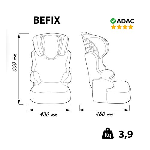 mycarsit asiento elevador con respaldo, grupo 2/3 (de 15 a 36 kg), diseño de estrellas negras