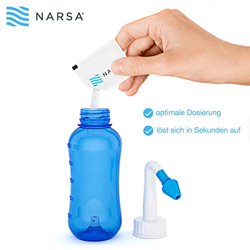 NARSA® Sales de Lavado Nasal Solución Natural Salina en Bolsas Individuales Limpieza e Irrigación de la Nariz Congestión Rinitis Alergia Polvo Polen y Otras Infecciones Kit 60 Unidades