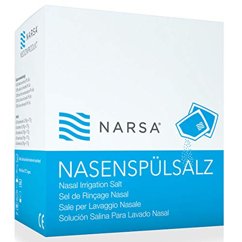 NARSA® Sales de Lavado Nasal Solución Natural Salina en Bolsas Individuales Limpieza e Irrigación de la Nariz Congestión Rinitis Alergia Polvo Polen y Otras Infecciones Kit 60 Unidades