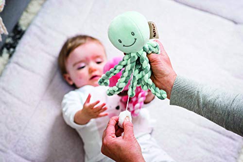 Nattou 879255 - Peluche Musical de Pulpo, Melodía "La-Le-Lu", Para recién nacidos y prematuros, 23 cm, Verde menta