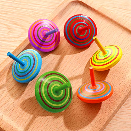 Natuce 18 PCS Peonza trompo, Juguetes para niños, Juego de peonzas, Peonzas de Madera de Colores, Creativo Juguete, Regalos para Comuniones, Niños, Niñas, Fiesta cumpleaños favores - 4 * 4 * 4 cm