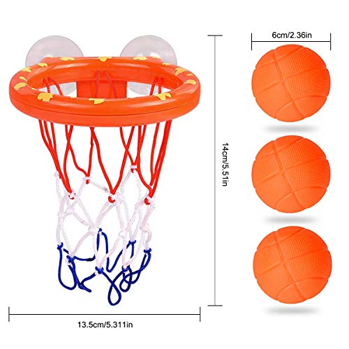 NATUCE Juguetes de baño,Mini Baloncesto aro Set & 3 Pelota con Ventosa Fuerte Interior al Aire Libre, Regalos para Bebé Niños Niñas