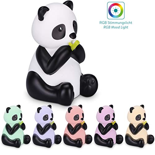 Navaris Lámpara LED de oso panda - Luz de noche con luz blanca y cambio de color para mesita de noche - Luz con forma de panda para bebé niño