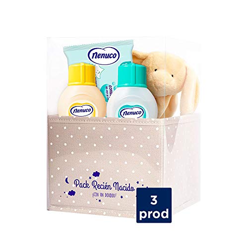 Nenuco Canastilla Regalo Bebé Recién Nacido con colonia, toallitas, jabón de baño infantil y doudou